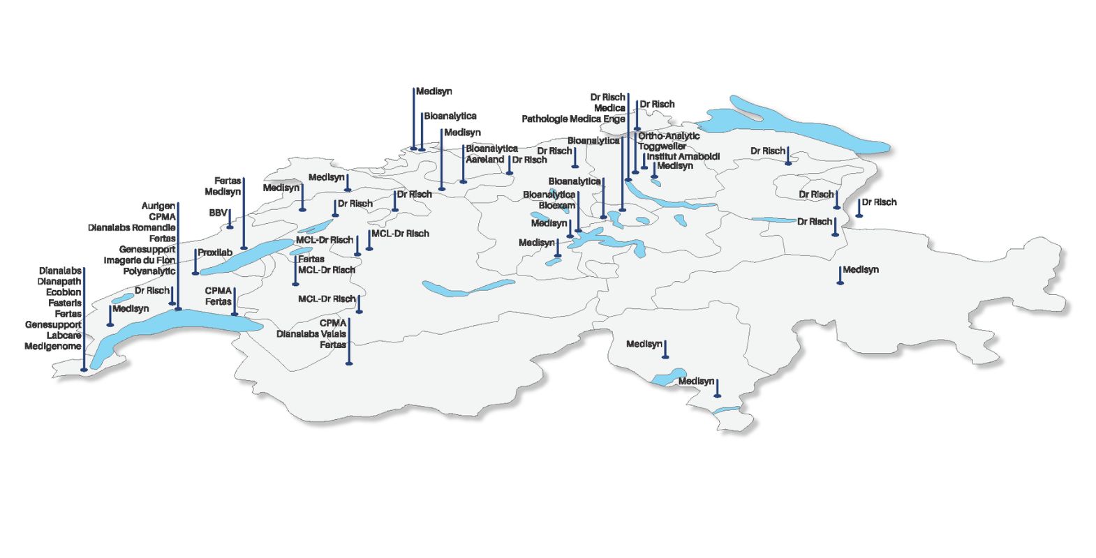 Karte des Sonic Suisse Netzwerks